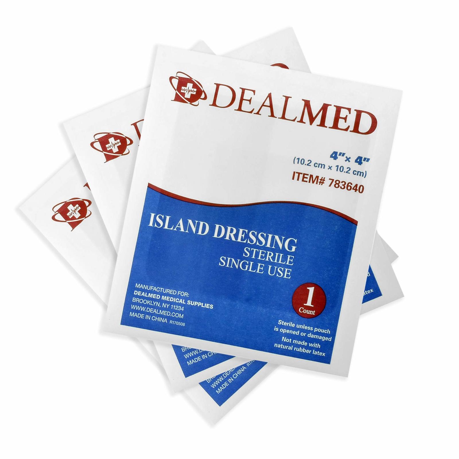 Dealmed Sterile Bordered Gauze Island Dressings, NonStick, LatexFree