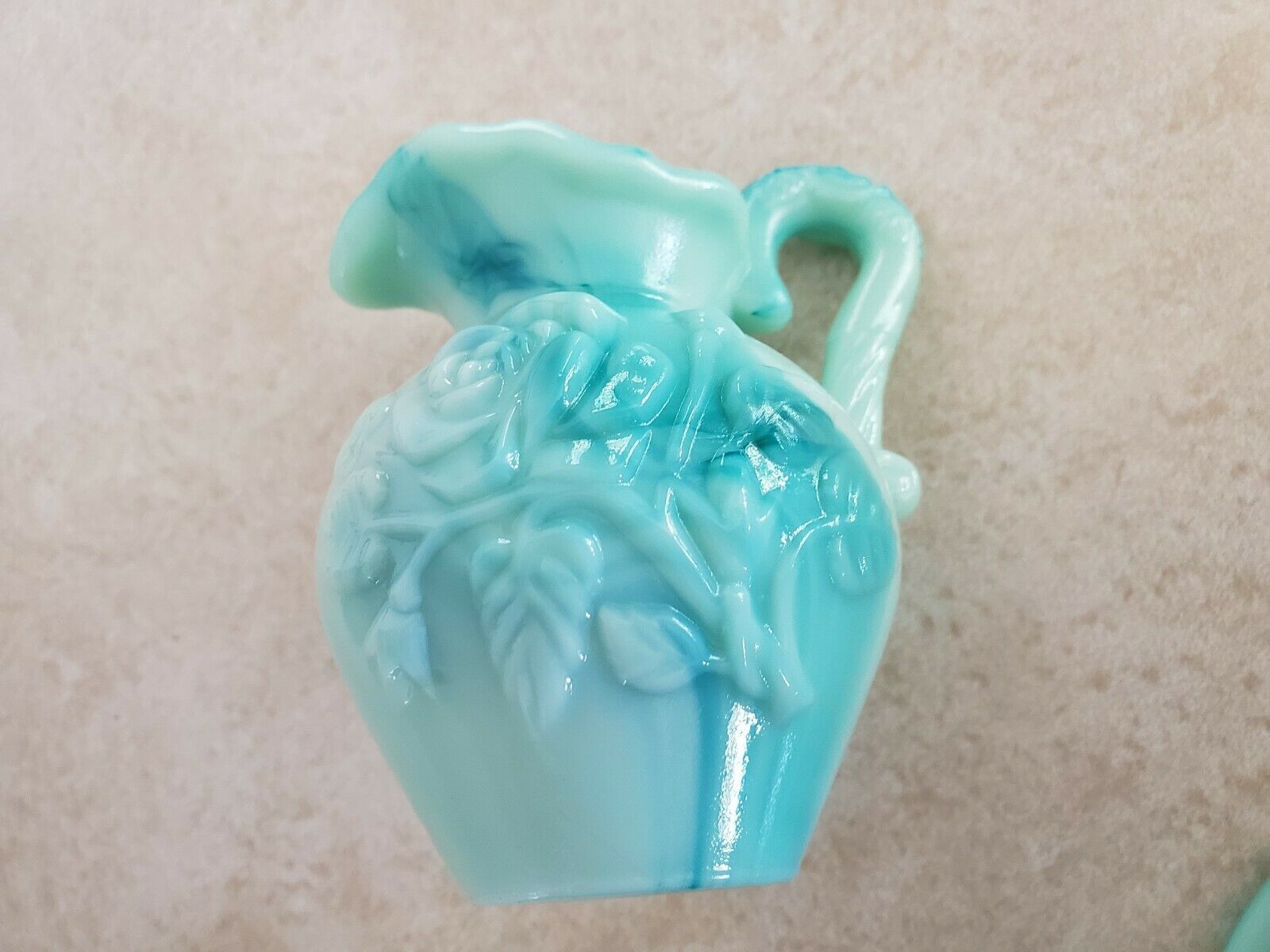 Vintage Small Blue Rose Pitcher from Avon