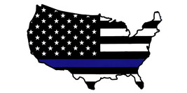 Lot of 6 USA Police Memorial Thin Blue Line Country Map Decal Bumper Sticker - $10.87