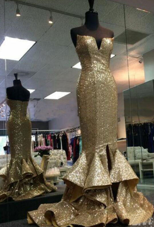 Elegant Sweetheart Mermaid Split Side Prom Dresses
