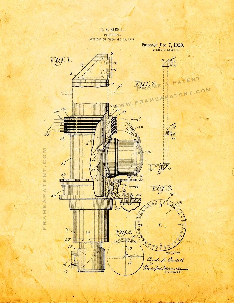 Periscope Patent Print - Golden Look