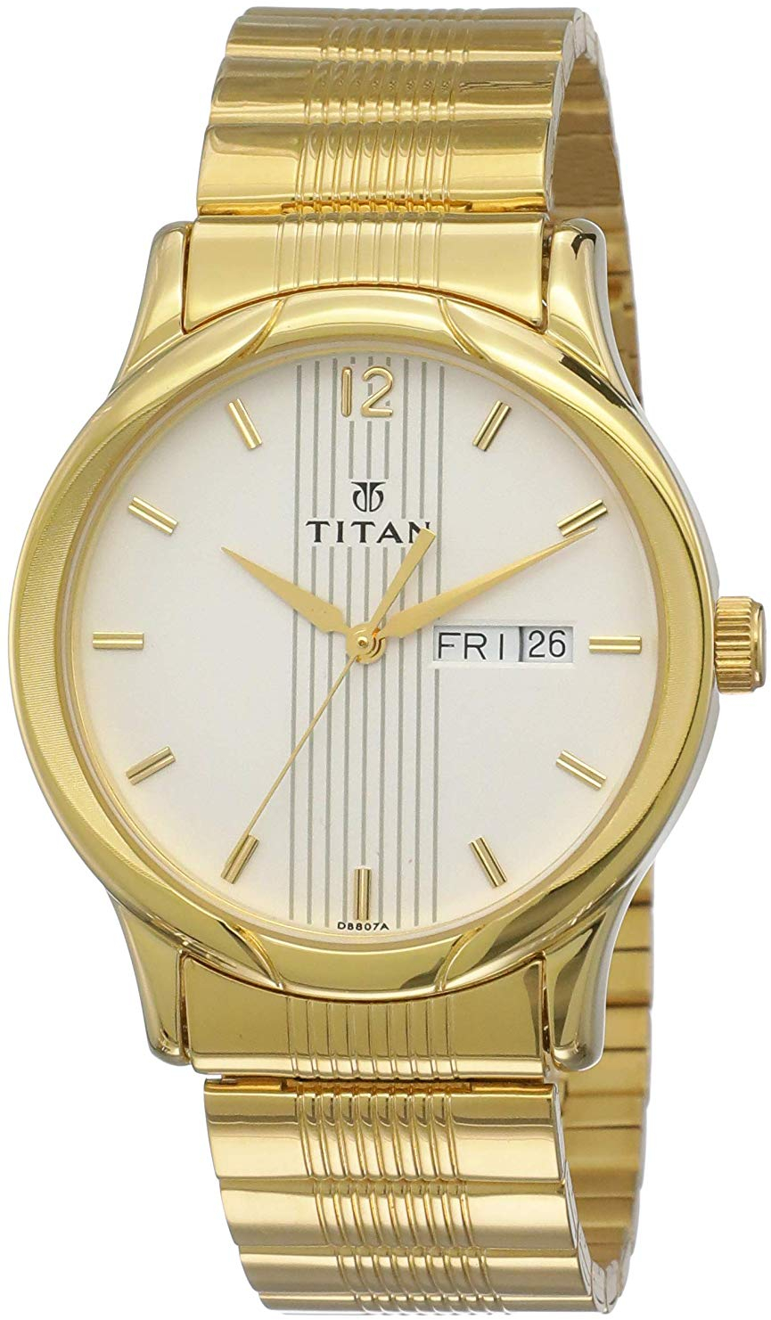 Titan Men's 1580YM04 Contemporary Gold Metal Strap Watch - Watch Bands