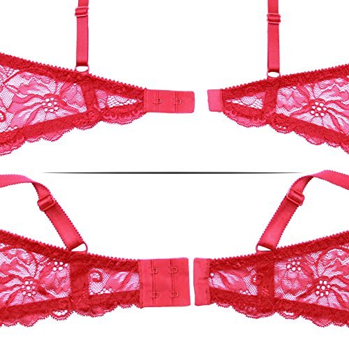 Frugue Womens Sexy Balconette Push Up Lace Shelf Bra Red 36 B Bras And Bra Sets 