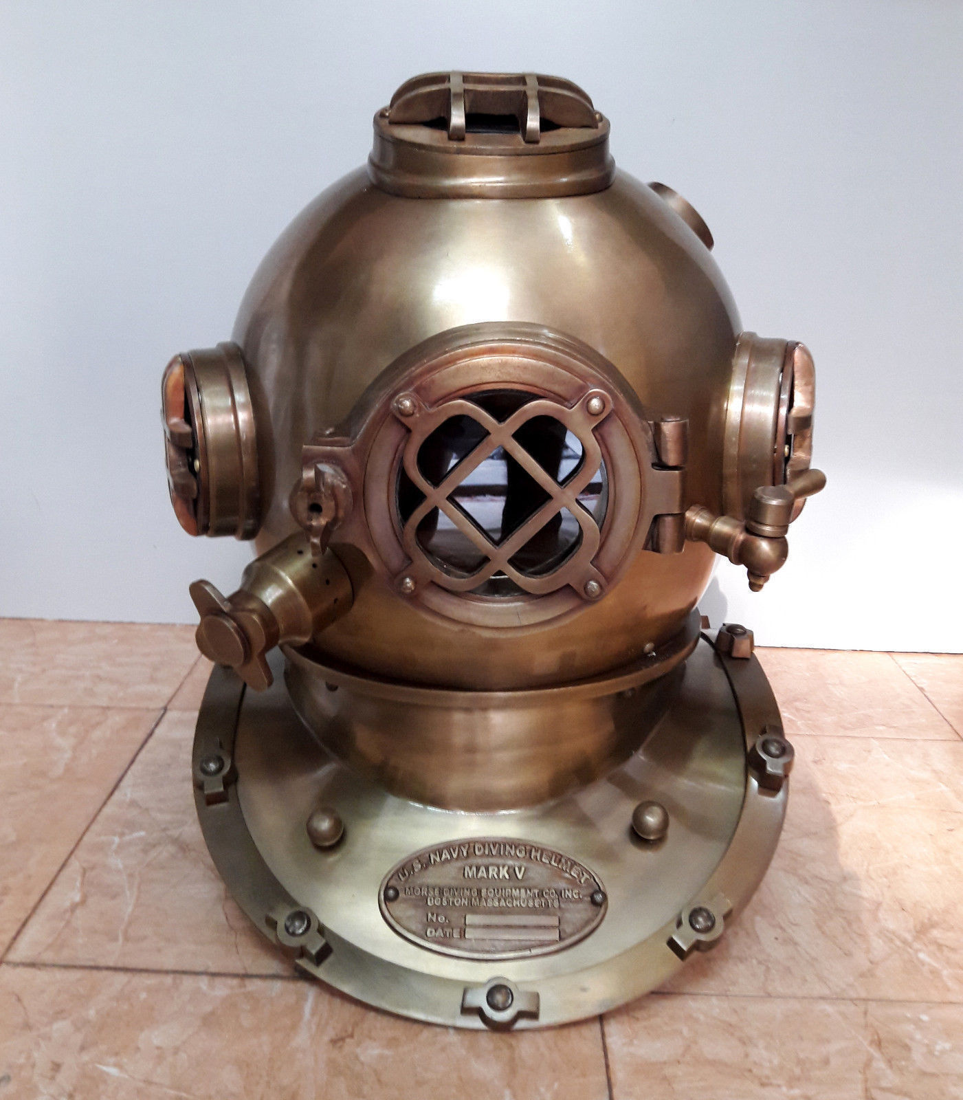 Vintage Diving Helmet U S Navy Mark V Scuba Antique Brown Divers Helmet 269   S L1600 