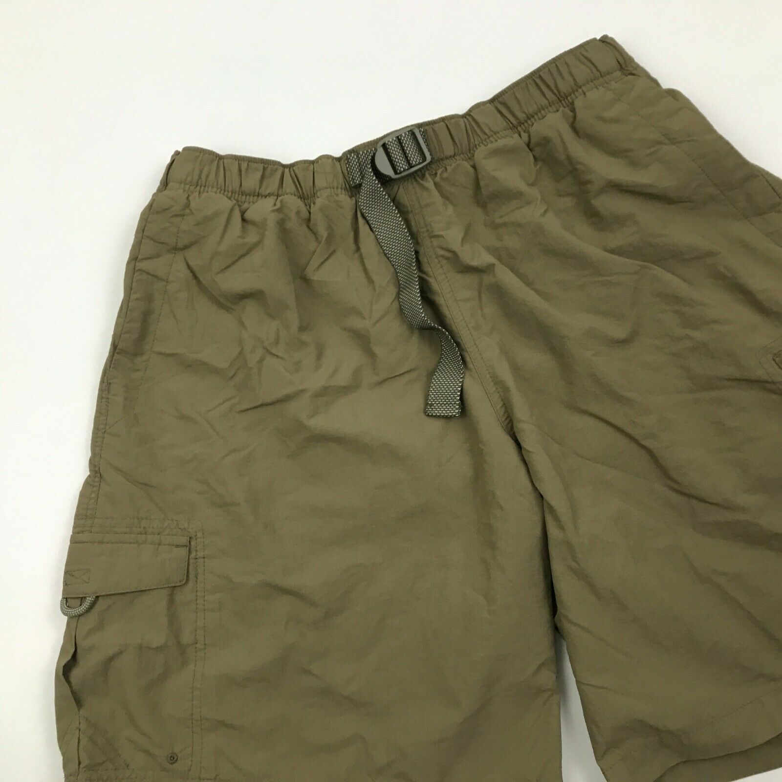 NEW Columbia Hybrid Cargo Shorts Size Large L Brown Belted Zip Pockets ...