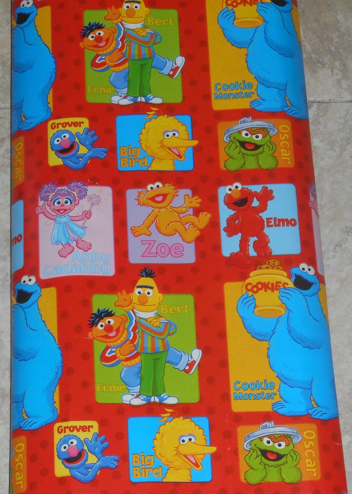Sesame Street Kids Red Friends Gift Wrapping Paper 12.5 Sq Ft Roll
