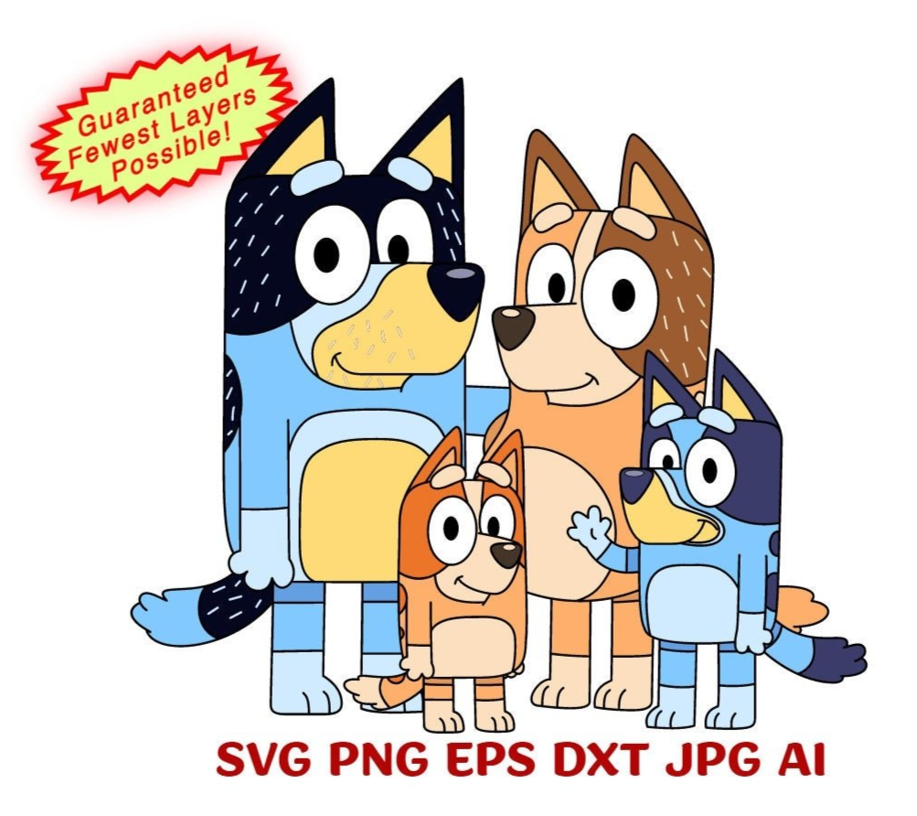 Bluey Family-Download-Cricut/Silhouette/Laser Engraving-Svg Png Dxf Eps ...