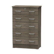 Better Home Products Cindy 5 Drawer Chest Wooden Dresser with Lock - Silver - $240.69