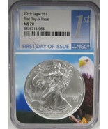2019 Silver Eagle NGC MS70 First Day Issue - Eagle Core Coin AJ783 - $95.72