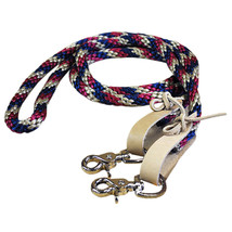 R33 Hilason Western Horse Tack Three Tone Poly Rope Rein W/ Nickel Plated Snaps - $16.44