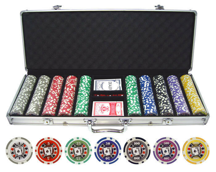 500 pc ct 11.5g Big Slick Poker Clay Chips Set Casino w/ Aluminum Case ...