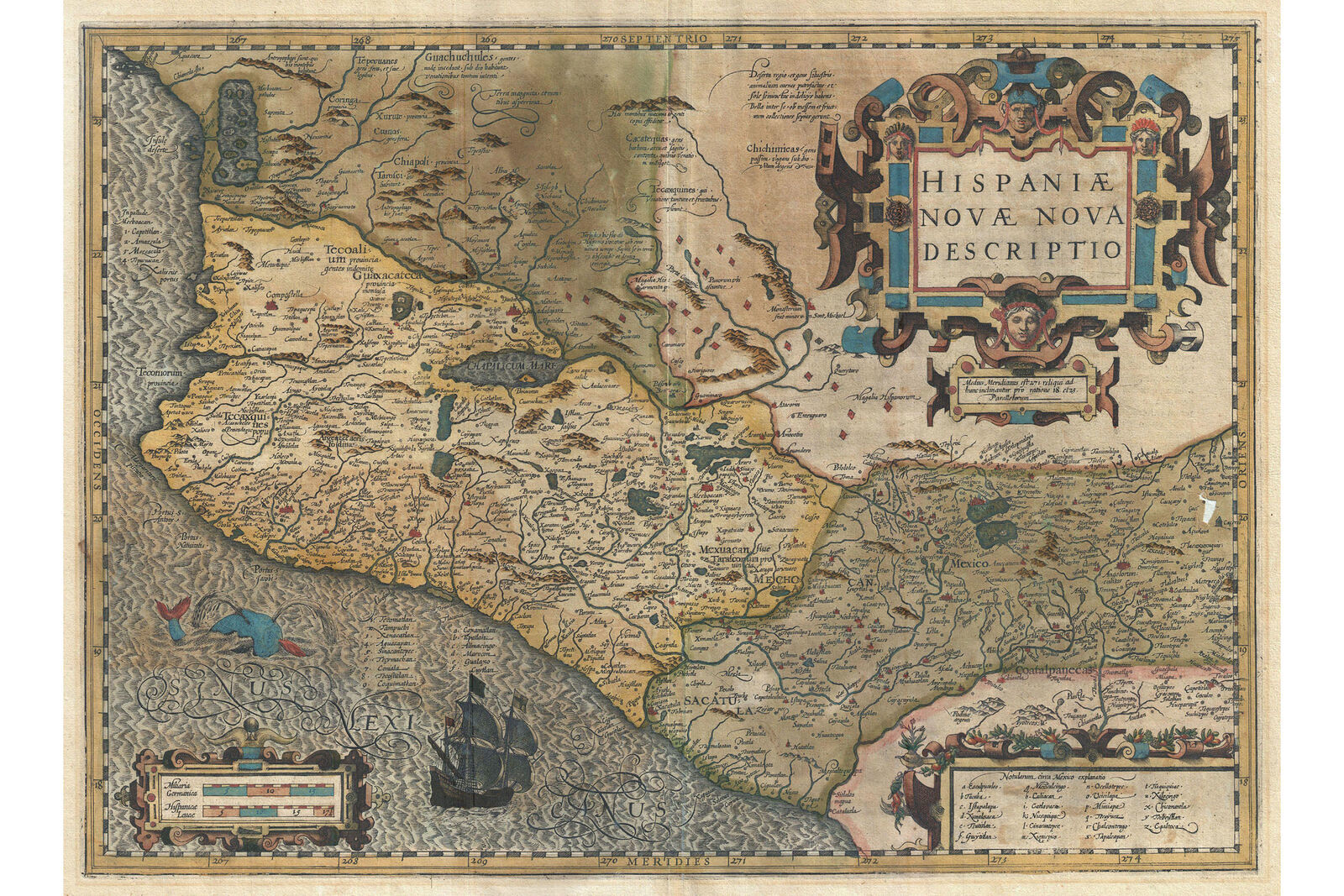 Map of Mexico; Antique Map; Historic Cartography by Hondius, 1606