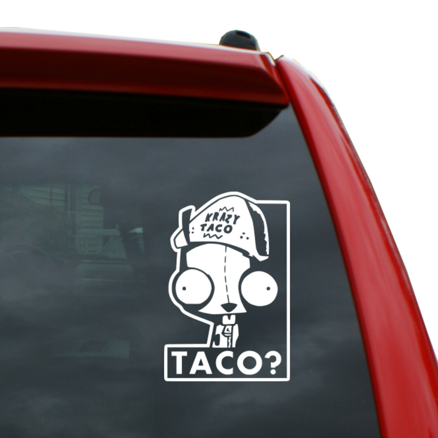 Invader Zim - Gir - Taco? Vinyl Decal | Color: White | 5 tall