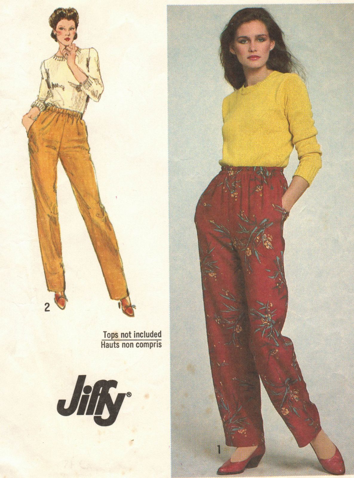 Vintage 1980 Misses Easy Fit Jiffy PullOn Baggy Taper Leg Pants Sew Pattern S14 Sewing