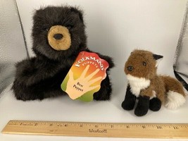 Folkmanis Baby Black Bear Cub Full Body Plush Hand Puppet + Fox Finger Puppet! - $13.86