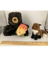 Folkmanis Baby Black BEAR CUB Full Body Plush Hand PUPPET  + FOX Finger Puppet!  - $13.86