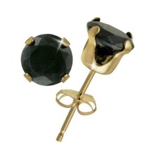 1.50ctw Black Diamond Alternatives Stud Earrings 6mm 14k Yellow Gold ove... - $24.25