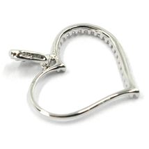 SOLID 18K WHITE GOLD PENDANT HEART WITH CUBIC ZIRCONIA, 16mm, 0.63 inches image 3