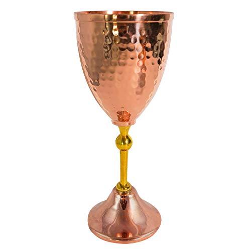 Copper Wine Goblet Hammered Copper with Brass Stem Wine Glass Chalice