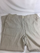 Ellen Tracy Women Light Brown Beige  Pants Stretch  Sandstone Linen Size XL - $40.65