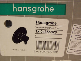 Hansgrohe 4355820 Ecostat 1 Handle Pressure Balanced Valve Trim, Brushed... - $70.00