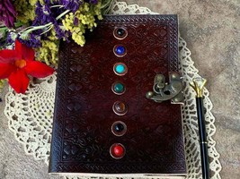 Seven Chakra Leather Journal, leather Bound Journal, Chakra Book,Chakra ... - $33.33