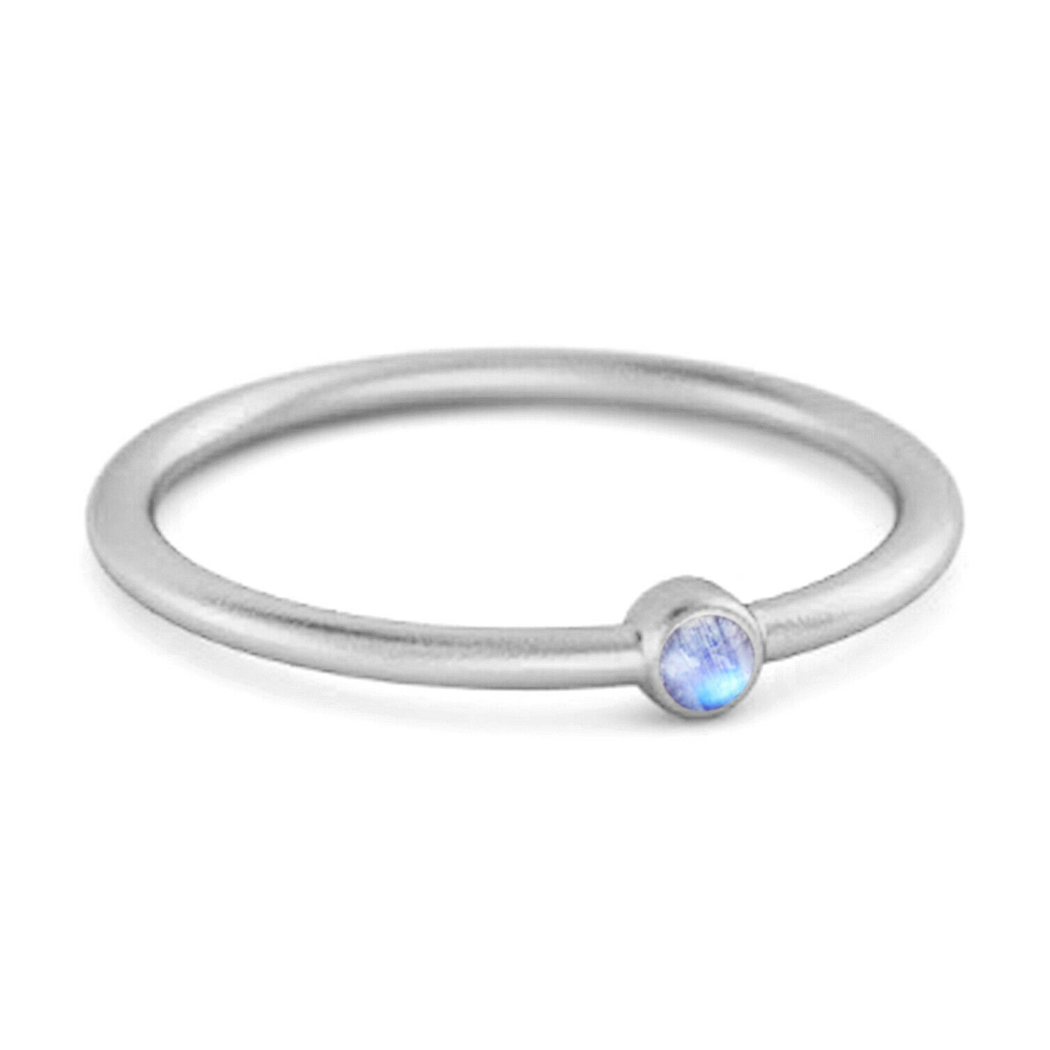 Solitaire 9k White Gold 0.1 Cts Moonstone Stackable Tiny Ring