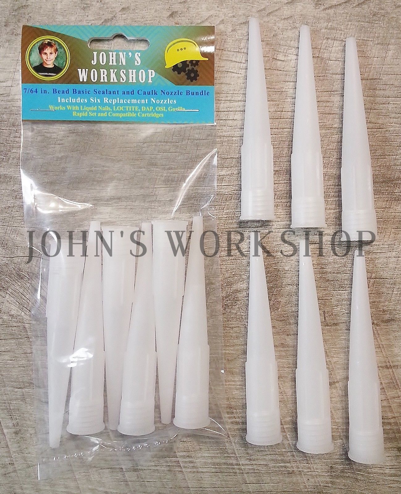 Basic 7/64" Bead Caulk and Sealant Tube Nozzle Bundle 6 Medium Bead Tips B Caulking Guns