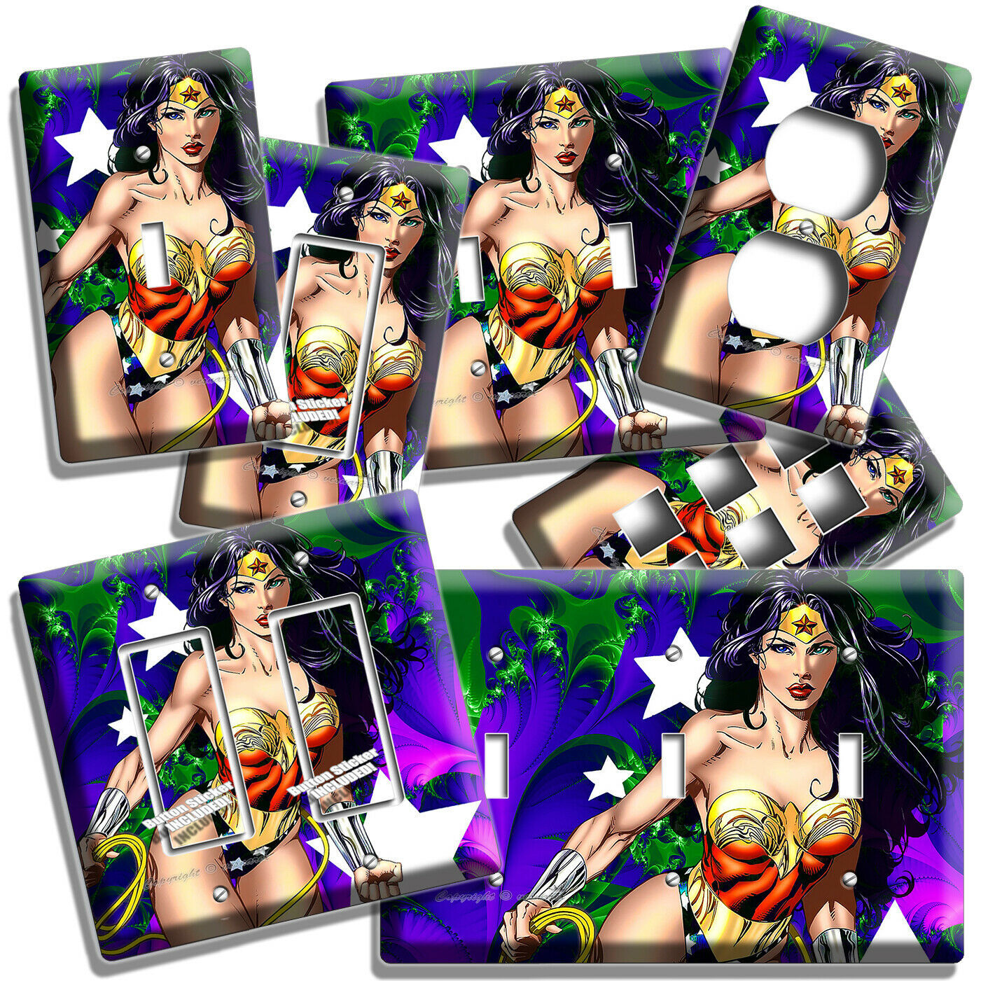 ☆ SEXY WONDER WOMAN SUPERHERO LIGHT SWITCH OUTLET WALL PLATE COVER GIRL ROOM ART