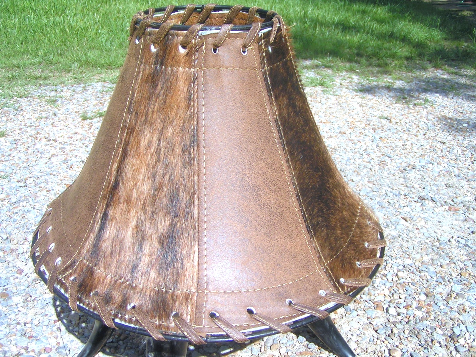 Western Cowhide and Leather Lamp Shade 0177 bz - Lamp Shades