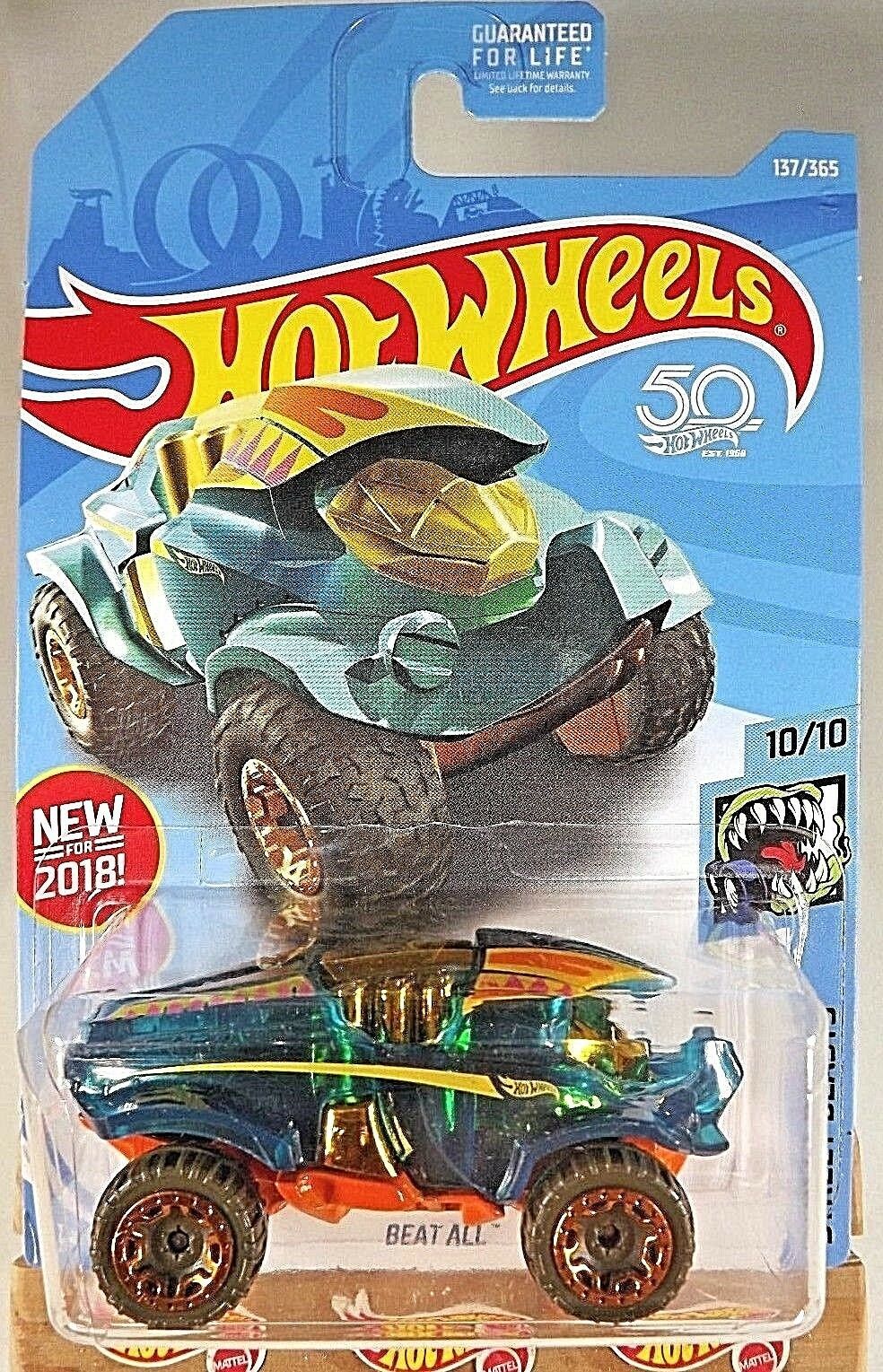 2018 Hot Wheels #137 Street Beasts 10/10 BEAT ALL Green/Orange w/Copper ...