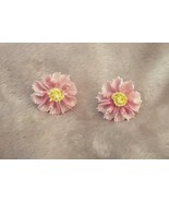  VINTAGE Staffordshire Pink PORCELAIN FLOWER EARRINGS Made In England CL... - $24.70