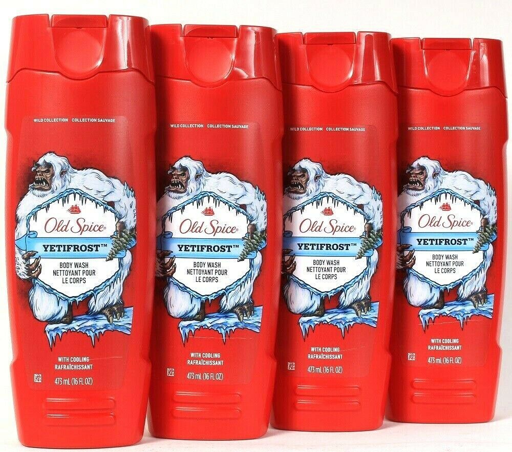 4 Bottles Old Spice Wild Collection 16 Oz Yetifrost With Cooling Body