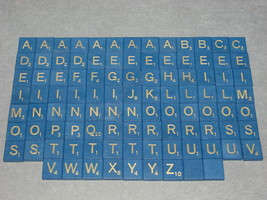 Scrabble Tiles Replacement Letter T Blue Wooden Craft Game Part Piece 50th Ann.