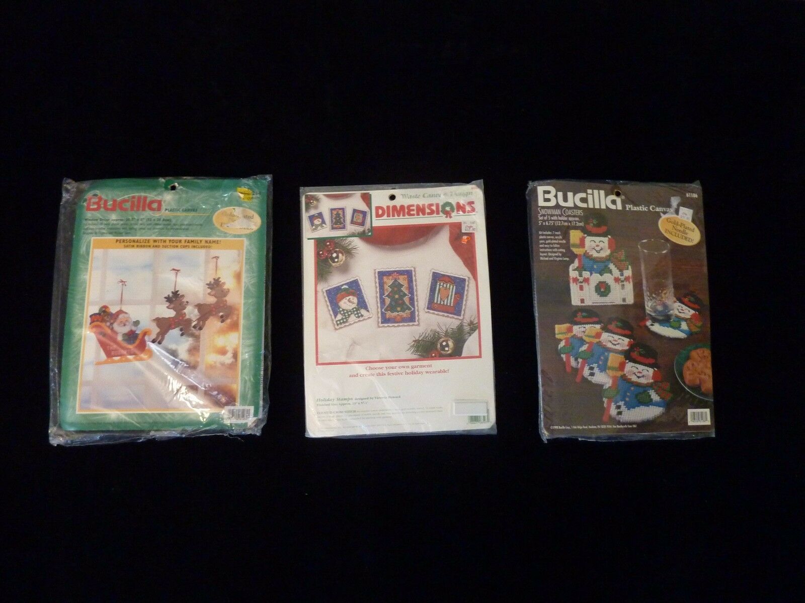 3 Christmas Cross Stitch Kits Bucilla Dimensions Lot Bulk NOS - $32.39