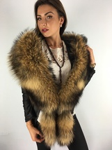 Natural Raccoon Fur Collar 50' (130cm) Natural Fur Color Stole Saga Furs Brown image 7