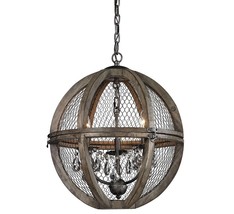 Orb & Crystal Chandelier French Farmhouse Restoration Hardware Style NEW - $506.88