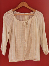 NWT Max Studio &quot;Parchment&quot; Ivory White Lace 3/4 Sleeve Vintage Knit Top ... - $27.60
