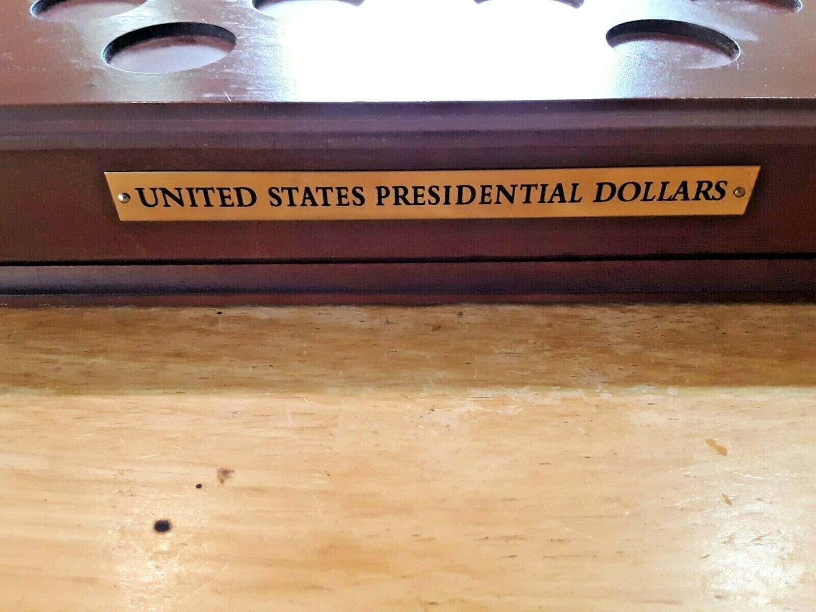 United States Presidential 1 Dollar Coin Display case box Mahogany
