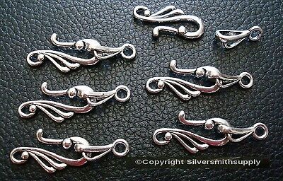 Silversmithsupply - 6 hook & eye clasp sets for necklace bracelets anklets silver plated fpc348