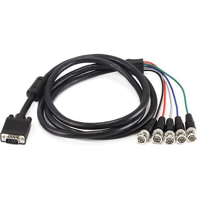 Monoprice VGA HD-15 to 5 BNC RGB Video Cable for HDTV Monitor cable - 6FT (Black