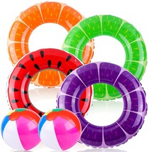 4 Pieces Swimming S With 2 Pieces Beach Ball Inflatable Pool Floats Po - $45.99