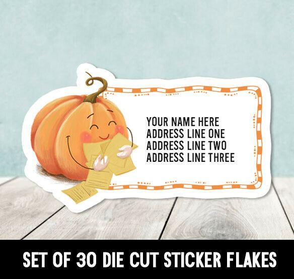 Custom Fall Autumn Pumpkin Loves Mail Die Cut Address Labels