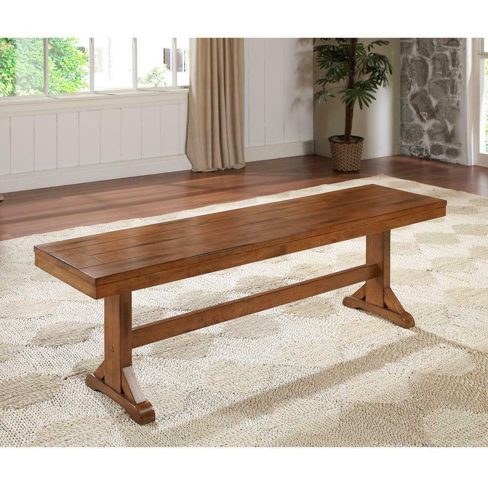 Indoor Bench Furniture Antique Brown Rustic Wood Backless Entryway