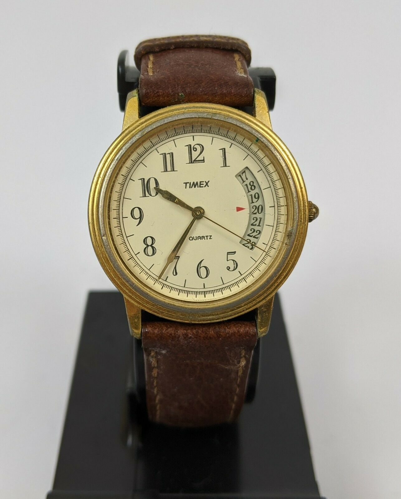 Timex Quartz Watch Gold Brown Leather Band and 50 similar items