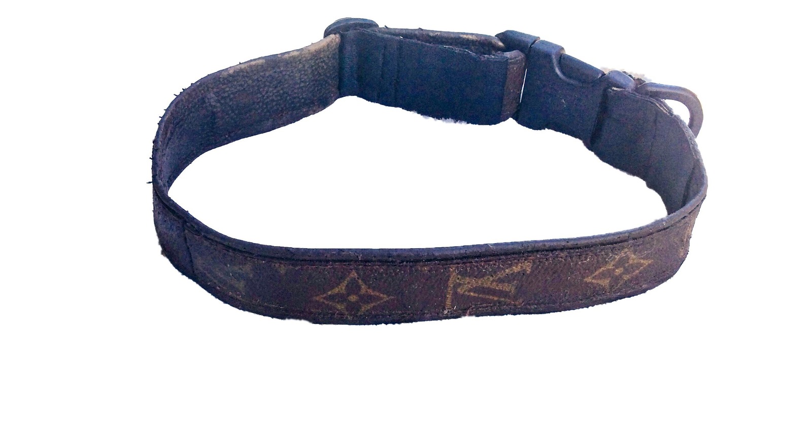 Louis Vuitton Dog Collars Adjustable 1&quot; 25mm wide Repurposed real Vintage LV Mon - Collars