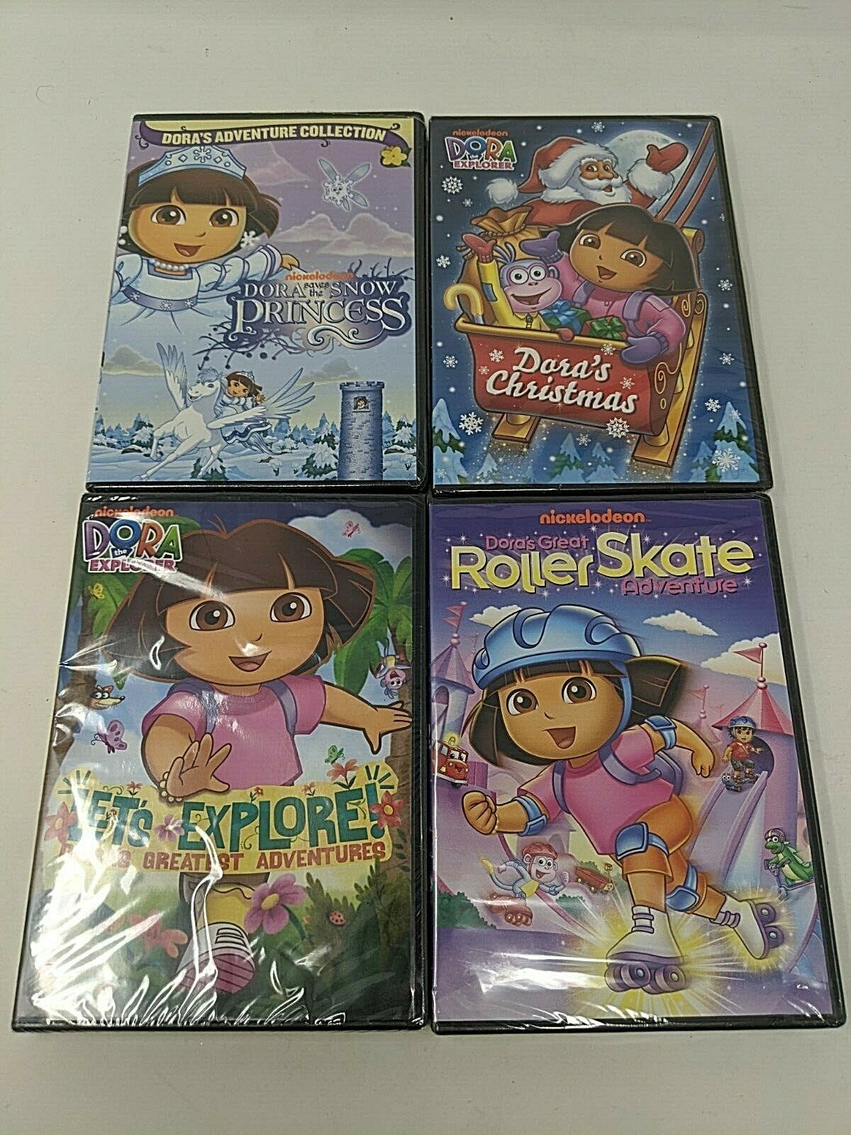 4 Dora Explorer Movies (Let's Explore, Roller Skate, Christmas, Snow ...