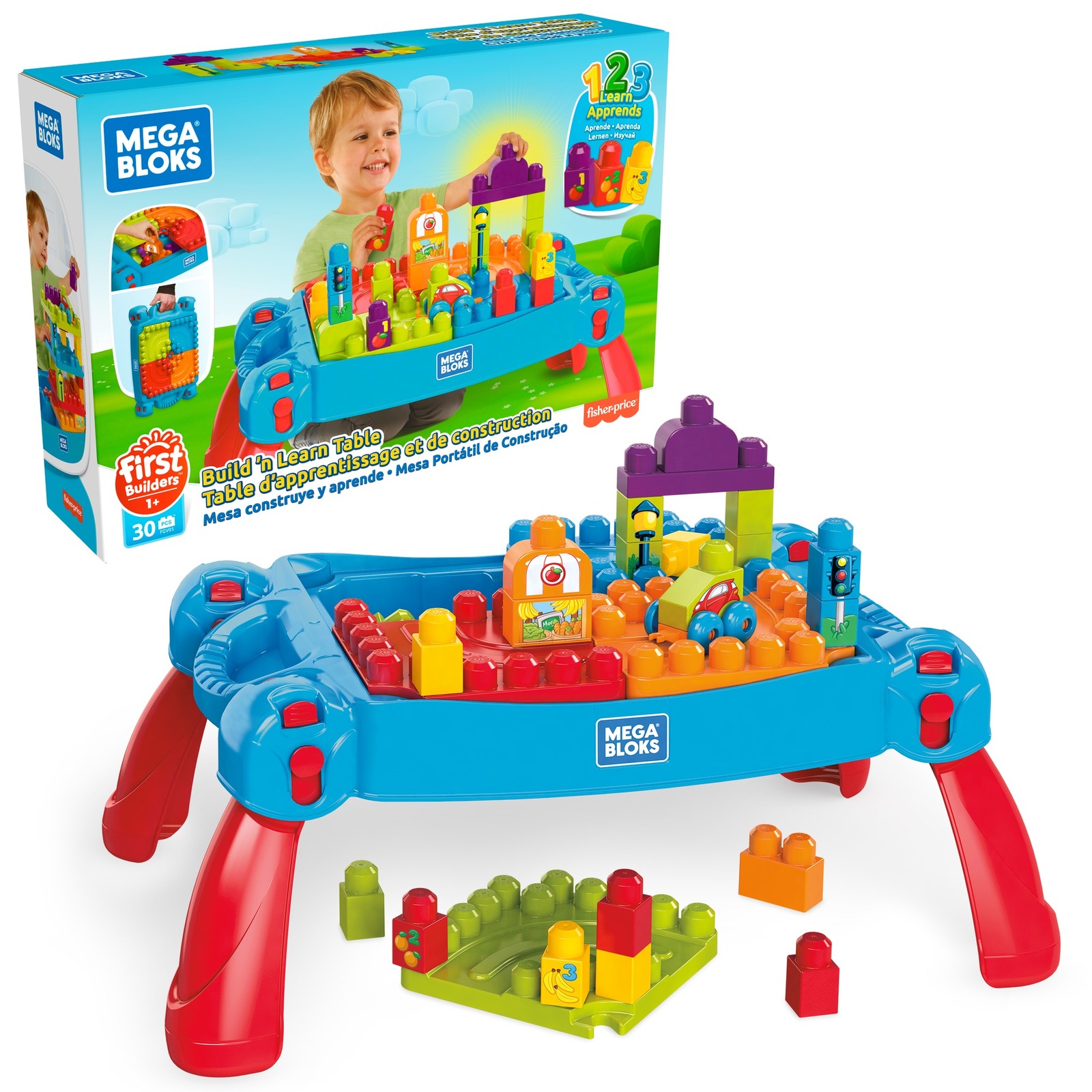 Mega Bloks First Builders Build 'N Learn Table with Big Building Blocks Kids Toy