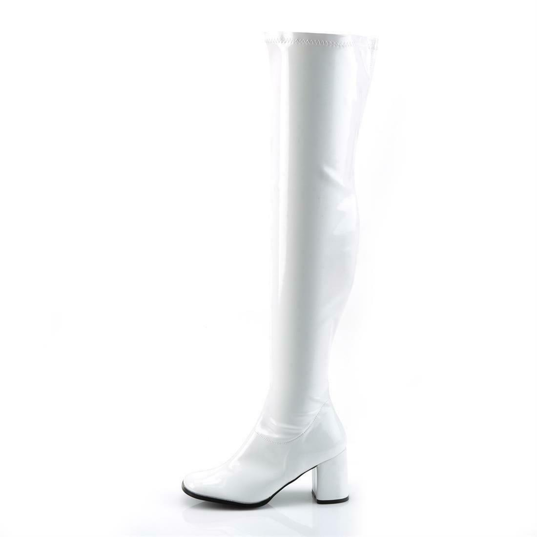 Funtasma Gogo Dancer Thigh High White Halloween Costume Boots Shoes GOGO-3000 - Boots