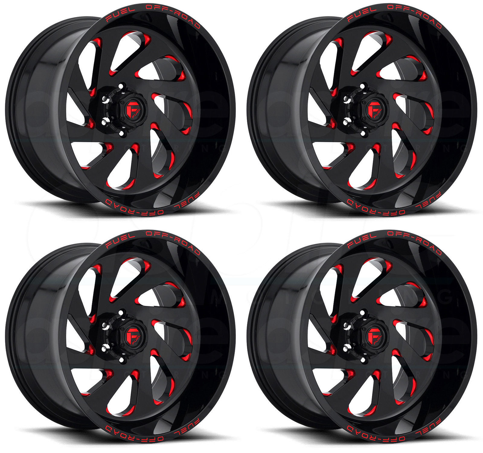 20x10 Fuel Vortex D638 8x170 -18 Red Wheels Rims Set(4) - Wheels